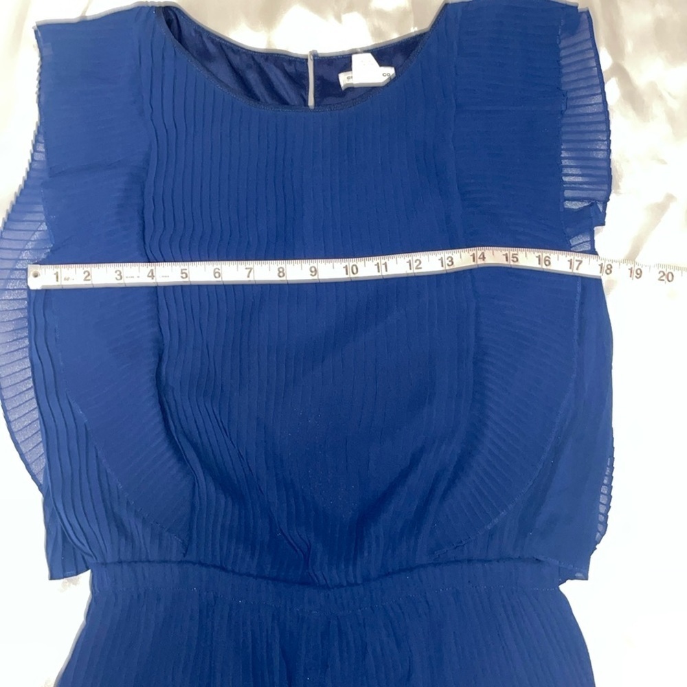 CLUB MONACO Jonet Romper Pleated Sheer Open Back In Rajasthan Navy Size 4 - Picture 8 of 12